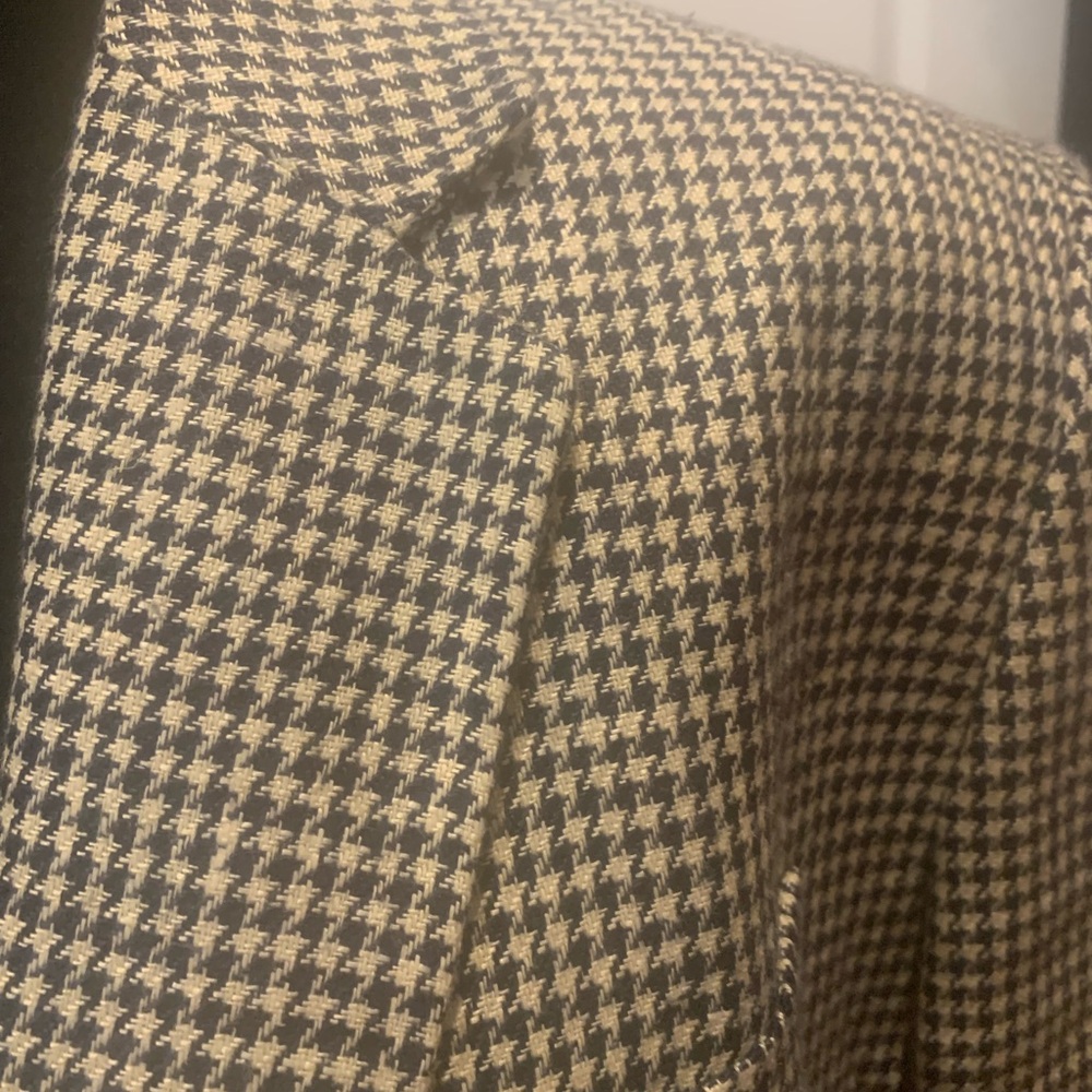 Lauren Ralph Lauren Navy Blue and Cream/White Linen Blazer